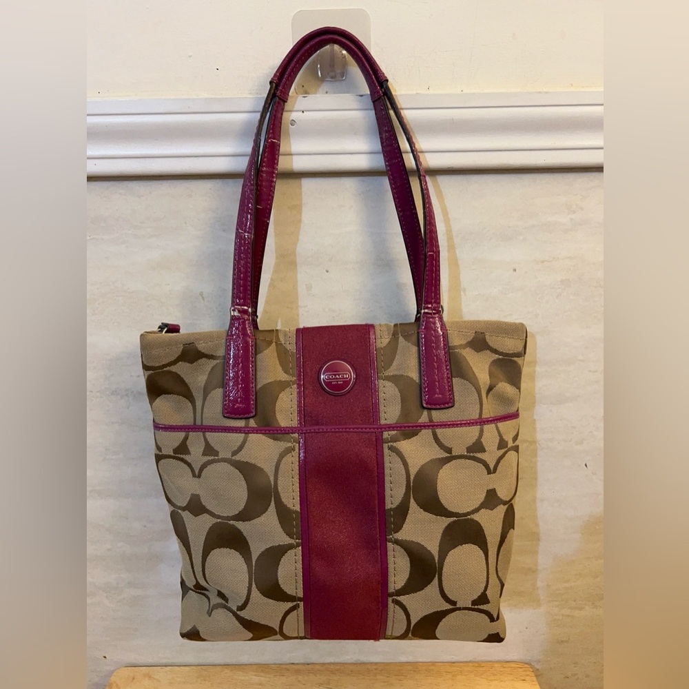 Coach Signature Stripe Tote Classic Coach Jacquard “C”
